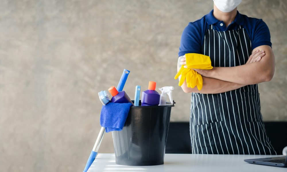 The person cleaning the room, the cleaning staff of the cleaning company.